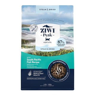 ZIWI 피크 스팀 & 말린 고양이 사료 - 야생 남태평양 생선 - 고단백 스킨 & 코트 건강 저탄수화물 모든 생활 단계용 (28.8온스), 4 Wild South Pacific Fish, 4.9 Pound (Pack of 1)