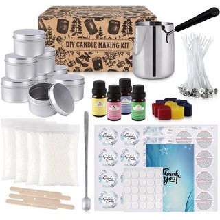 480g DIY 양초 제조 키트 향초 용품 세트 대두유 오일 컬러 염료 윅스 틴스 멜팅 포트 포함.