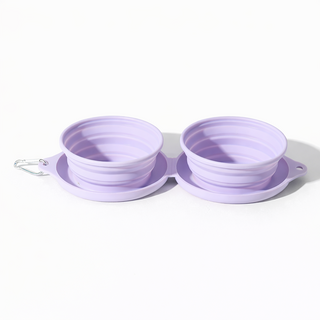 빅보스만물상 휴대용 강아지 접이식 더블 식기 14cm 실리콘 사료 물그릇 애견 산책 필수품, 1개, 바이올렛