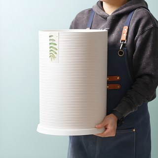 morningscent 써클라인 플라스틱 대형 화분 + 받침 세트, 화이트, 1세트