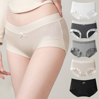 LUMANOKI 끼임없는 여성용 텐셀모달 리본포인트 5장 세트 여성팬티