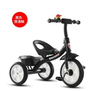 JIA SHUO 兒童三輪車 適合1-7歲 防側翻 手推輔助, 1個, 黑色低配【無禮品小坐】