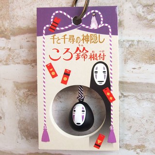 莫莫日貨 日本原裝進口 吉卜力 宮崎駿 龍貓 豆豆龍 神隱少女 金屬 根付鈴鐺吊飾 鑰匙圈 (全6種), 06.無臉男, 1個