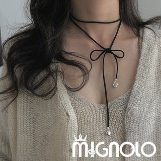 MIGNOLO 愛心絲絨項鍊 鈦鋼愛心 百搭簡約長鍊 毛衣鍊 韓國連線 正韓項鍊女