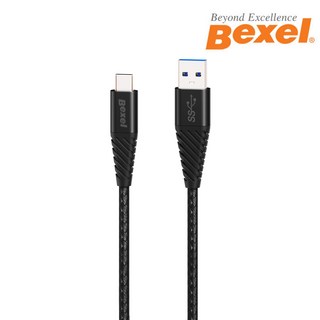 [1+1]벡셀 USB to C 충전케이블 BC-100BK 고속충전 데이터전송1.2m+30cm, 1개, 블랙, 1.2m