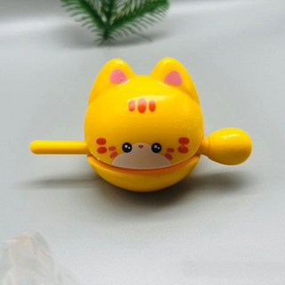 解壓小木魚擺件 療癒系情緒小物 辦公桌療癒小物, 1個, 木魚-橘貓