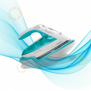 Tefal 테팔 건식 다리미 FV6520 2400W 0.25L 세라믹 청록색 화이트 스팀 다리미판 M0