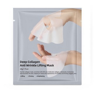 全英文白變透面膜，韓國膠原蛋白兩件式面膜, 1個, 無LOGO白變透面膜1片