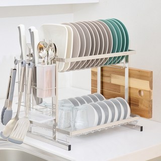 무타공마켓 올인원 2단 식기건조대 스테인레스