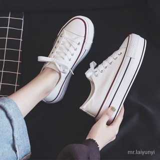 限時下殺 35 40厚底帆布鞋女鞋厚底小白鞋內增高鞋春季新款韓版厚底鬆糕帆布鞋女學生增高鞋百搭小白鞋UE9O