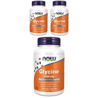 NOW Foods 甘胺酸素食膠囊 1000mg, 100顆, 3罐