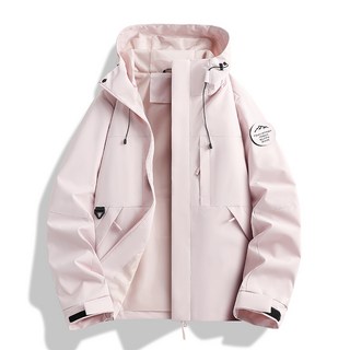 情侶款戶外單層風衣外套 男款夾克登山服, 粉色
