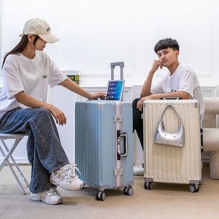 MQ新款結實耐用行李箱男女鋁框大容量密碼箱學生旅行箱拉桿箱萬向輪