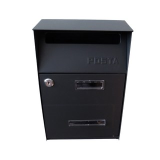 磨砂信箱(贈5mm貼片) 郵件箱 信報箱 家用信箱 密碼信箱 簡易信箱, 1個, 黑色-鑰匙鎖款