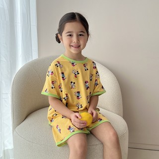 ECLL 국내생산 아동 반팔 실내복 루즈핏 스판 잠옷 상하 세트