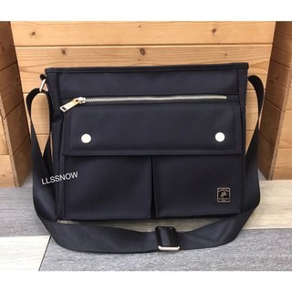 SANDIA POLO 厚磅雙口袋尼龍側背包 - 男用斜背包 (現貨), 黑金(SP1018-20)#013