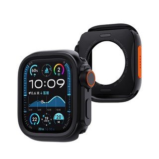 PZOZ 애플워치 호환 메탈 범퍼 케이스 S11/10/9/8/7/6/5/4 외관을 Ultra1/2/3 외관으로 바꿉니다, 블랙, 1개