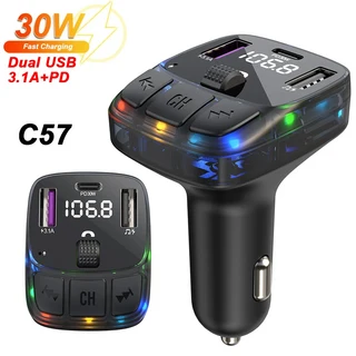 호환 블루투스 5.3 차량용 FM 송신기 PD 30W 듀얼 USB 3.1A Type-C 차량용 충전기 블루투스 Mp3 플레이어, 01 C57, 01 CHINA