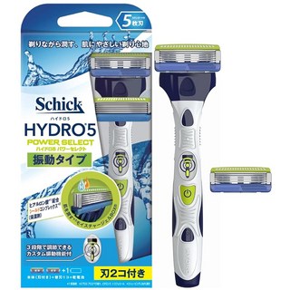 쉬크 Schick 5중날 하이드로5 파워 셀렉트 교체날 2개 남성용 스테인리스강 면도기 면도칼