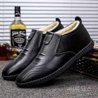 티류으스 남성 겨울용 플러시 안감 두꺼운 운전용 로퍼 발편한 보온 슈즈 Z0407