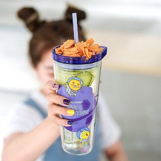 樂扣樂扣 KAKAO FRIENDS 玻璃吸管杯 620ml x 2 太空萌旅 歡樂啟程, 1個, 紫羅蘭【620ml】