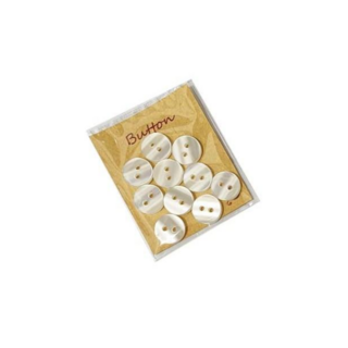 【佰昇國際 Baisheng】2孔兩用鈕釦(一面白色/一面透明(反光)) (11.5mm / 13mm) (10入/包), 1個, 11.5mm(約1.15cm), 白色/透明