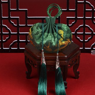 古風龍紋配飾香囊雙流蘇香包國風宮廷荷包隨身漢服中式荷包, 1個, 綠色,空袋