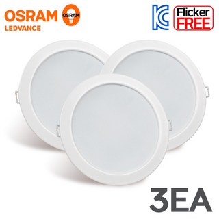 오스람 레드밴스 LED 다운라이트 6인치 12.5W 확산형 플리커프리 매입등 3개 세트, 주백색(아이보리빛)