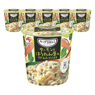 AJINOMOTO 味之素 義式通心粉杯麵 奶油鮭魚菠菜口味, 6入, 39g