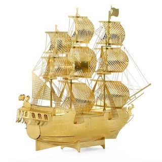MARS益智玩具 飛翔的荷蘭人（鬼盜船）3D立體金屬拼圖 - 創意DIY金屬模型 - 拼酷, 1個, 金色黃銅