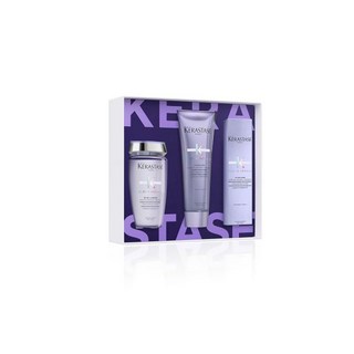 KERASTASE 케라스타즈 블론드 앱솔루 수분 샴푸 강화 컨디셔너 및 열 보호 무 rinse 트리트먼트 세트 표백 하이라이트 손상된 모발용 - 히알루론산으로 영양 공급 광채, 1개