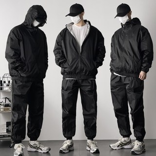 오프앤 남녀공용 후드 집업 땀복 다이어트 운동복 런닝 헬스 무지 땀복 상하 세트