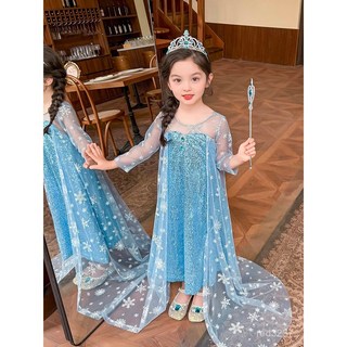 艾莎公主裙女童連衣裙夏季新款洋氣兒童網紗裙寶寶生日禮服裙