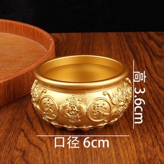 紫南宮 過爐開光八福聚寶盆，純黃銅雙魚元寶擺件，招財納福，居家辦公室風水擺飾, 6cm雙魚原色聚寶盆 重約123g