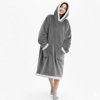 VITALO 따스롱 후디포근 담요 SM0005, 1개, 그레이 길이 87cm