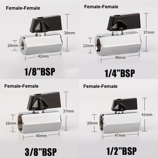 미니 황동 밸브 BSP 나사 남성 여성 공기 압축기 가스 오일 차단, 1/4, Female To Female, 1개
