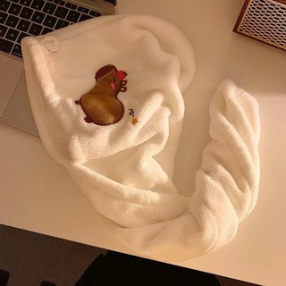 卡皮巴拉乾髮帽 珊瑚絨吸水毛巾頭巾, 1個, 2.乾髮帽白