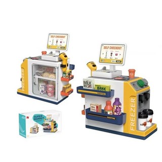 超市收銀機玩具組 兒童角色扮演購物遊戲組 聲光互動 模擬購物體驗, 黃色, 1個