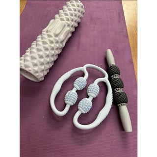 俗俗賣 迪卡儂代購 腿部按摩滾輪 肌肉放鬆 環形 多用途 瘦腿神器 瑜珈滾輪 紓壓肩頸 手臂, 藍色 腿部按摩滾輪, 1個