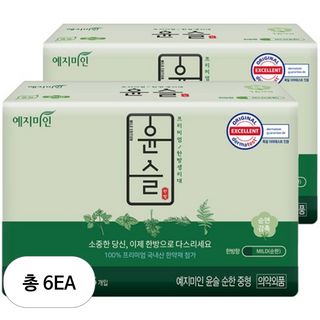 예지미인 건강한 순한 순면 날개형 생리대, 중형, 16개입, 6개