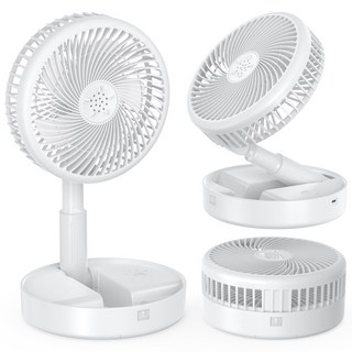 UOOFON 무선 탁상용 선풍기 휴대용 접이식 캠핑 BLDC 무소음, 화이트, TF6