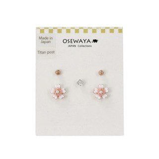 OSEWAYA 春櫻綻放耳環，鈦金屬耳針，日系櫻花耳飾，優雅氣質，輕盈舒適