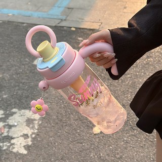 新款夏季女生冰霸杯，耐高溫學生高顏值便攜吸管大容量水杯, 黑鵲紅梅1.2L,防摔杯身+雙飲杯蓋+掛飾+茶漏+蝴蝶結, 1個