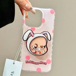 限時優惠 奈良美 智搖搖樂支架適用iPhone16promax手機殼15/14蘋果13/12女11, 雙層IMD白色-Q版奈良美智（支架）,iPhone16PLUS, 1個