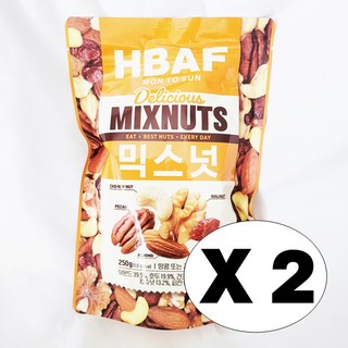 바프 HBAF 먼투썬 믹스넛 250g 매일 건강 견과 아몬드 호두 건크랜베리 캐슈넛 피칸, 2개