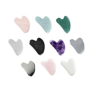 FINDAY 心形玉石粉晶刮痧板 臉部按摩拉提工具, 太赫茲, 1個