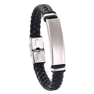 리브온 남성 가죽 팔찌 스테인리스 스틸 포인트 데일리 패션 팔찌