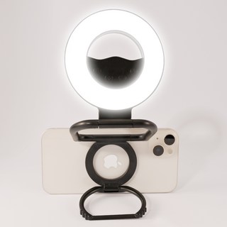 Nolirva 2in1 휴대폰조명 맥세이프 마그네틱 링라이트 LED 셀카 촬영 조명등 360도 회전 스탠드 갤럭시Z폴드 호환, 1개, 블랙
