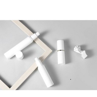 15ml/30ml/50ml真空乳液瓶 按壓式精華素分裝瓶 白色塑料化妝品空瓶, 1個, 15ml燙金邊