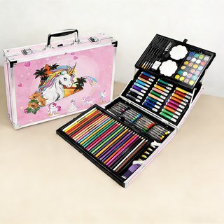 BangPang 미술 도구 세트 146P 4단 미술용품 선물세트, 1박스, 핑크 포니
